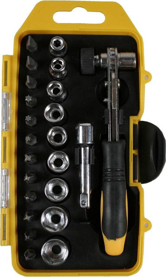 Benson Compacte doppenset met ratel 23-delig Inclusief opbergbox