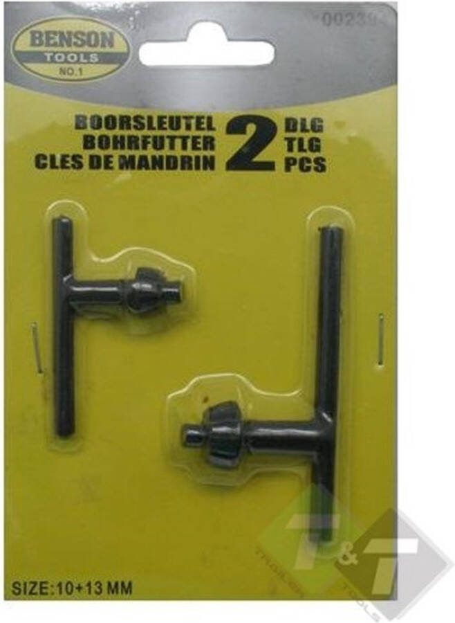 Benson Boorsleutel set tandkranssleutel 2 dlg Boor sleutel 10 13 mm