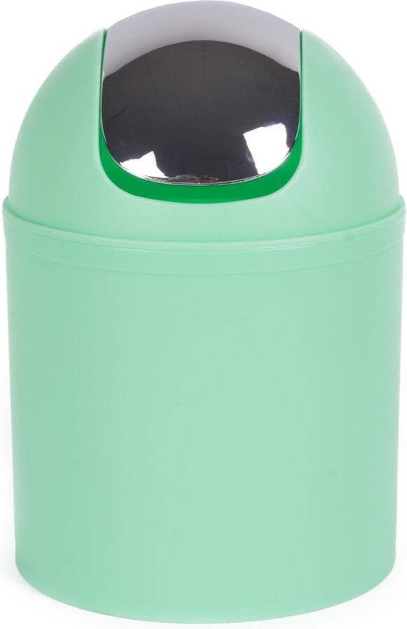 Benson Compacte afvalbak groen kunststof Ø 14 x 19.5 cm ideaal voor badkamer