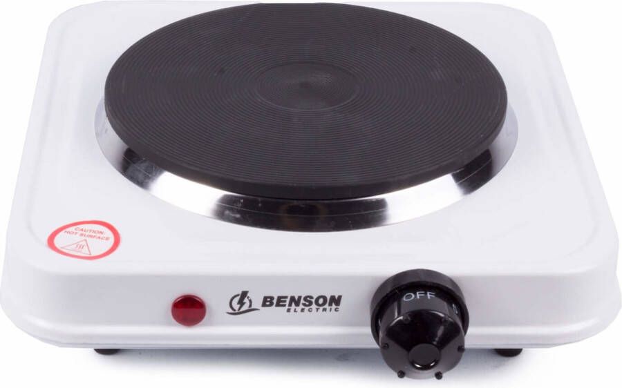 Benson Compacte elektrische kookplaat 1000 watt wit 21 x 21 x 6 cm
