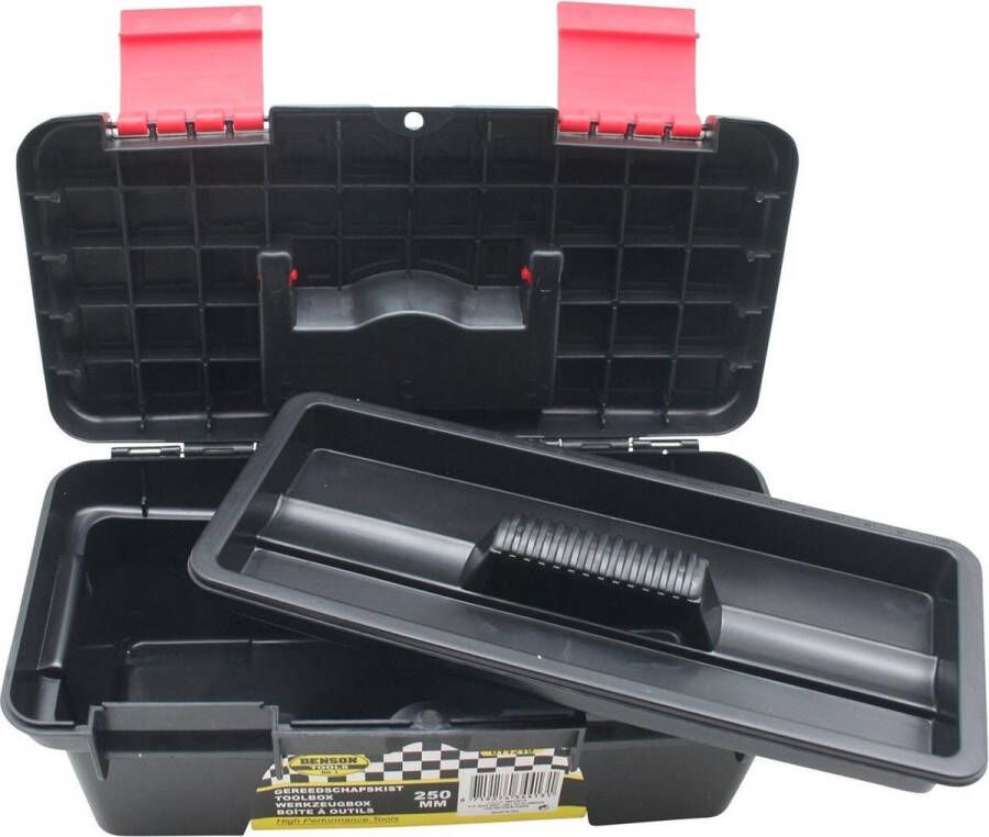 Benson Compacte gereedschapskist lichtgewicht 25 x 12 5 x 10 cm zwart geel