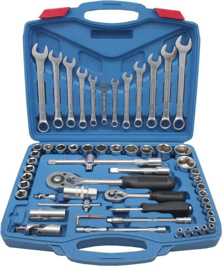 Benson Doppendoos Dopsleutel set 1 4 en 1 2 61-delig opbergbox gereedschap