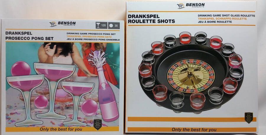 Benson Drankspellen Set Roulette Prosecco Pong Voordeel Set 2 Spellen!