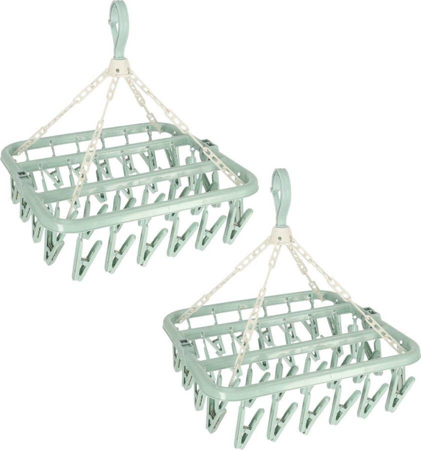 Benson Droogcarrousel 2x groen kunststof 32 clips knijpers 30 x 40 cm droogmolen