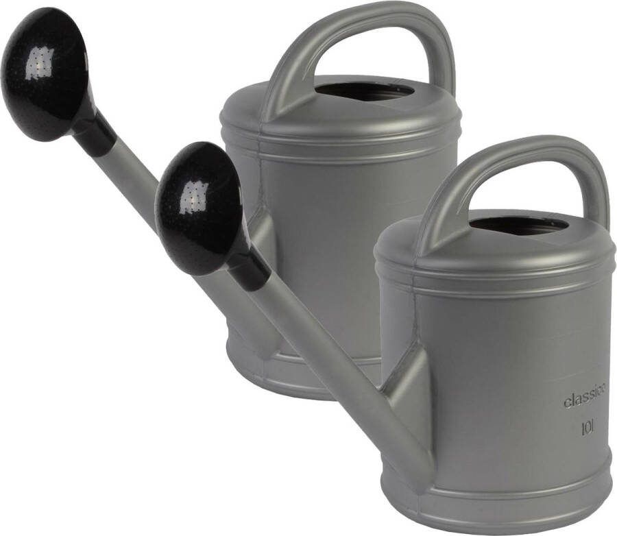 Benson Gieter 2x kunststof grijs 10 liter voor binnen buiten