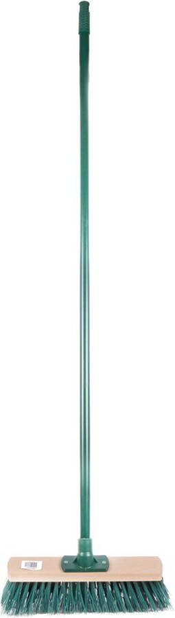 Benson Groene straatbezem afschroefbare steel kunststof haren 117 cm