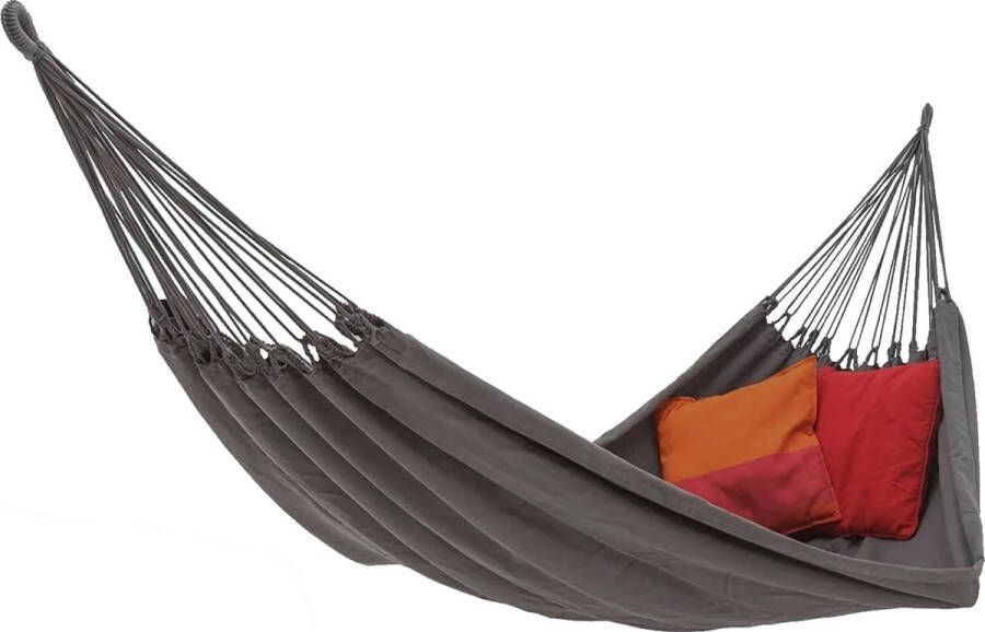Benson Complete hangmat met karabijnhaak 200 x 100 cm grijs inclusief bevestigingsmaterialen