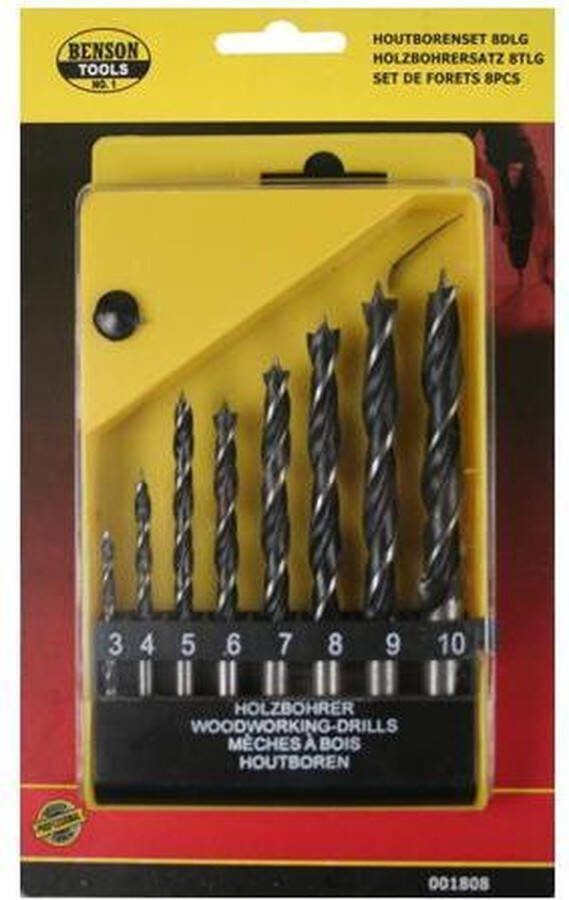 Benson Houtboor Houtboren spiraalboor set 8 delig 4 5 6 7 8 9 10 mm hout boor