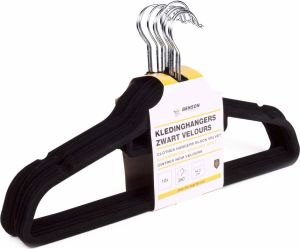 Benson Kledinghangers Zwart Velours 10 stuks