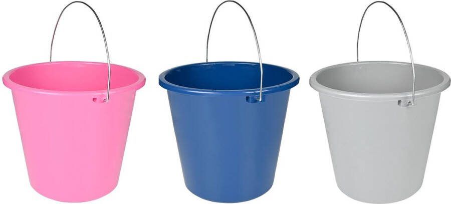 Benson Kunststof emmer 5 liter kleurenmix metalen hendel per stuk