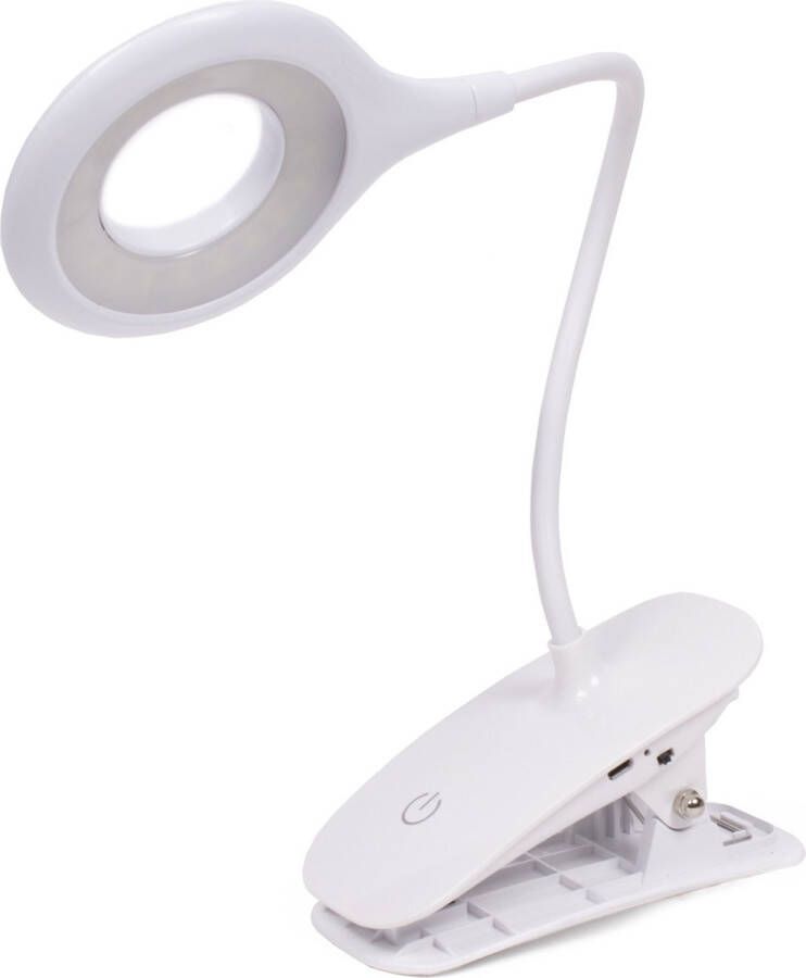 Benson LED Klemlamp incl. Batterijen + USB Kabel Leeslamp- Nachtlamp Verstelbare Draadloze Leeslamp Wit