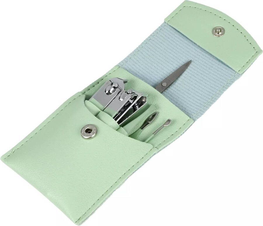 Benson Manicureset 7-delig Compact RVS Kunstleren etui Groen