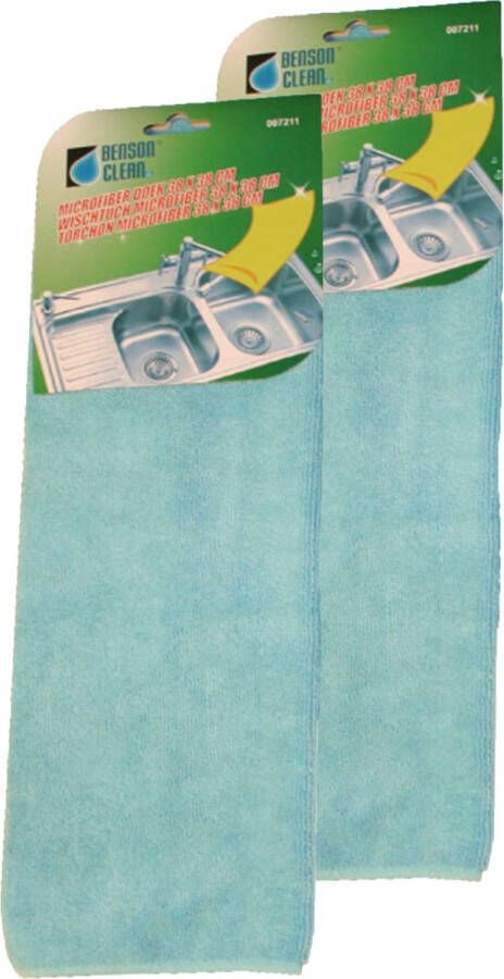 Benson Microvezeldoek 2x 38 x 38 cm blauw schoonmaakdoek auto schoonmaken Vaatdoekjes