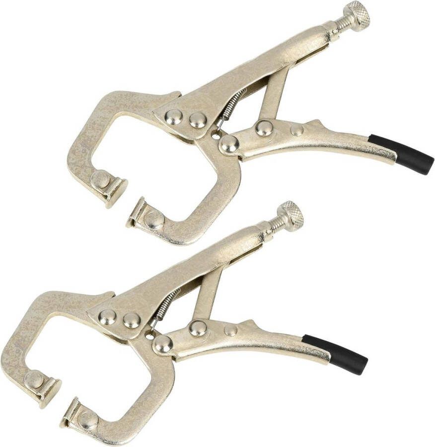 Hofftech 2 Delige Mini Grijptang met C klem Set – 14cm Houtbewerking Accessoires Klemmen Griptang