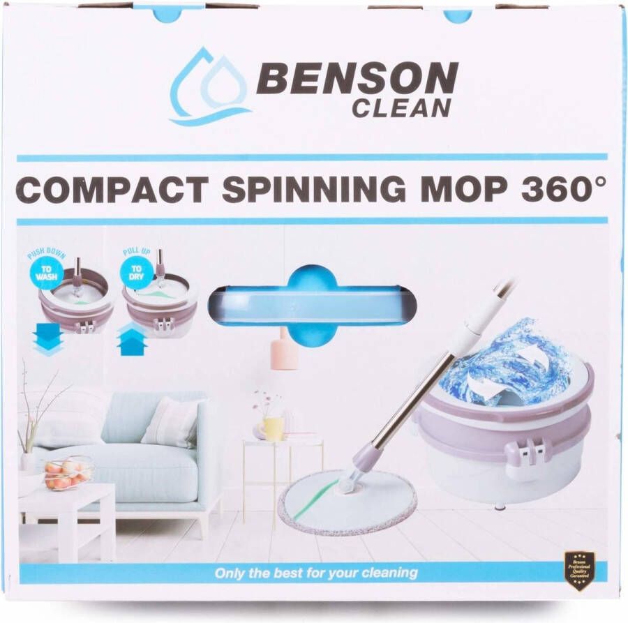 Benson Mop & Emmer Set Reinigingssysteem 360° Spinning Inclusief Steel