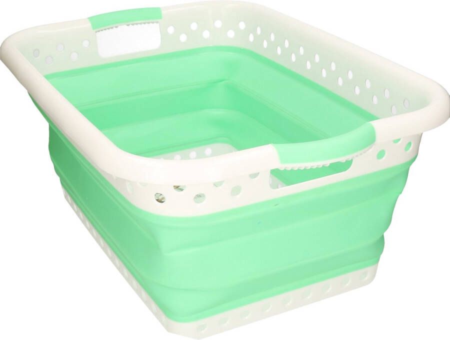 Benson opvouwbare wasmand groen wit 61 x 44 cm Wasmanden