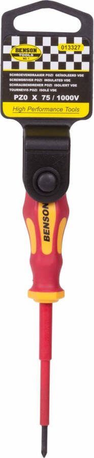 Benson Pozidriv schroevendraaier geïsoleerd tot 1000V PZ0 x 75 mm rood
