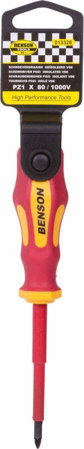Benson Schroevendraaier Pozidriv PZ1 x 80 mm Rood Geïsoleerde VDE