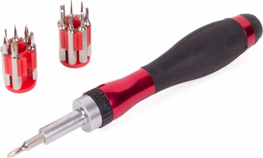 Benson Precisie ratelschroevendraaier 14 bits ergonomisch rood