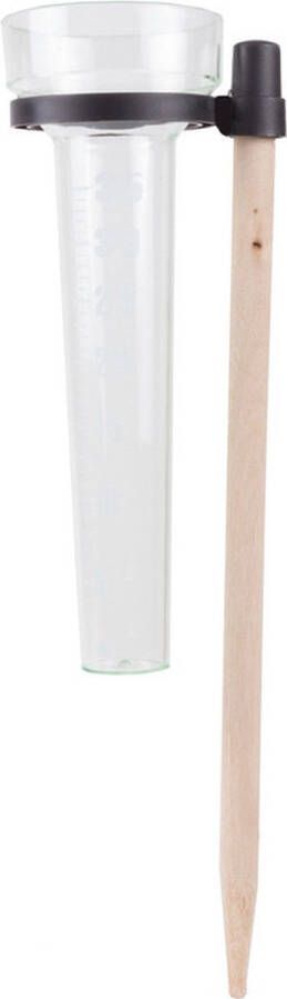 Benson Regenmeter neerslagmeter glas op een stok kunststof hout 36 cm Regenmeters