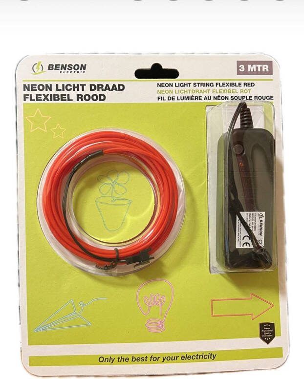 Benson Rode Neon Licht Draad 3 meter Unieke Lichtkunst