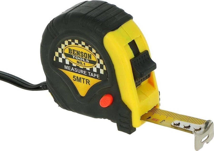 Benson Rolmaat Meetlint Rubber 5 Rolmaat 5m Nauwkeurig en Betrouwbaar Meetgereedschapmeter 19 mm