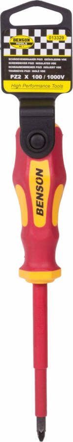 Benson Schroevendraaier Pozidriv PZ2 x 100 mm Rood Geïsoleerde VDE