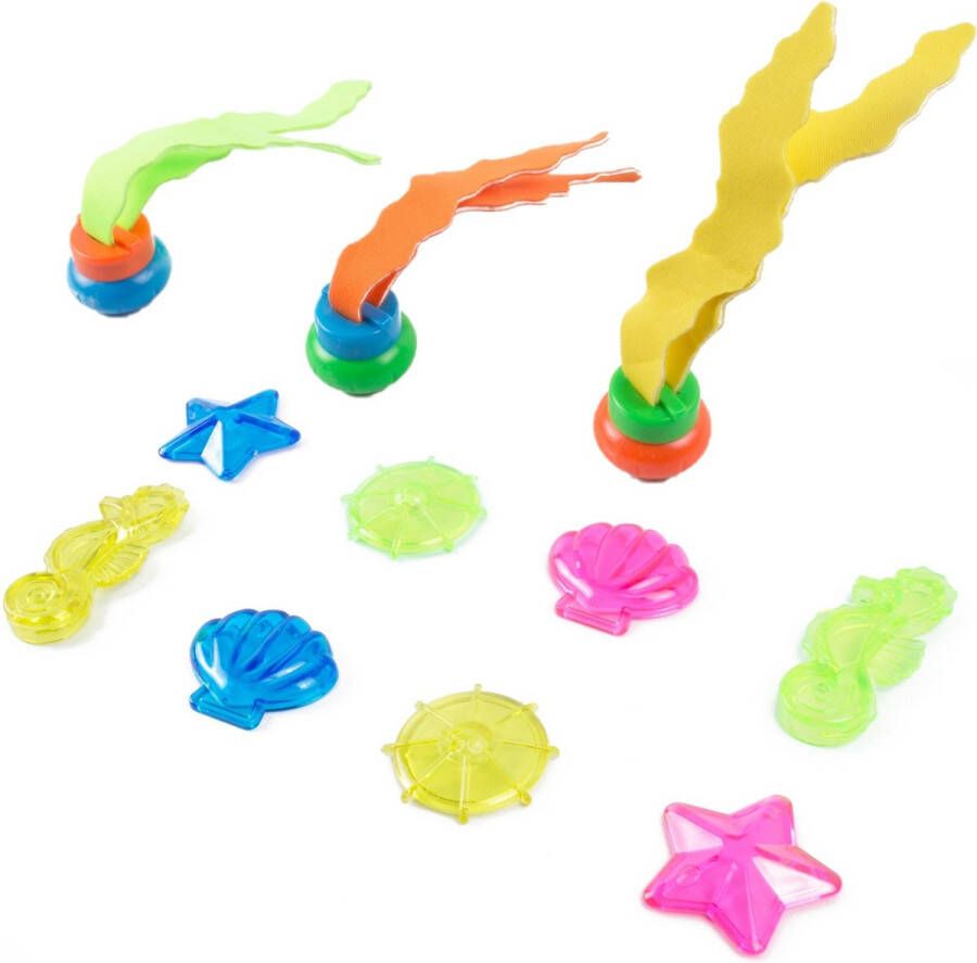Benson Set van 11x stuks gekleurde duikspeeltjes van kunststof Zwembad speelgoed Waterspeelgoed Duikspeelgoed
