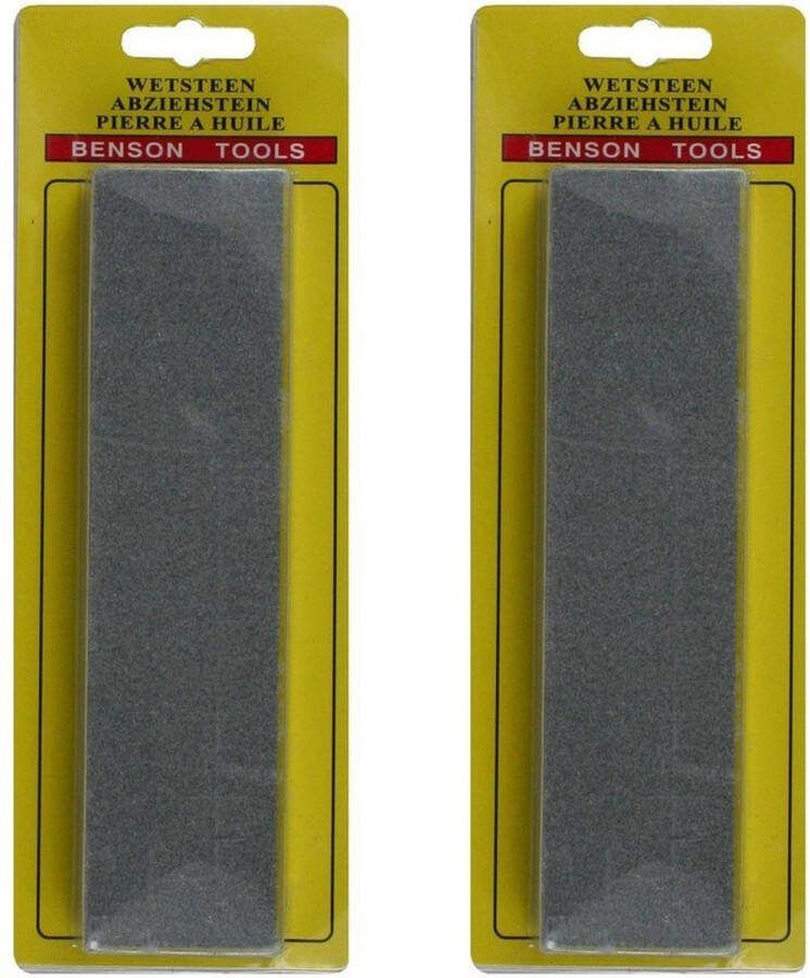 Ben Tools Set van 2x dubbelzijdige wetsteen slijpsteen fijne en grove korrel 20 x 5 x 2.5 cm Messenslijper