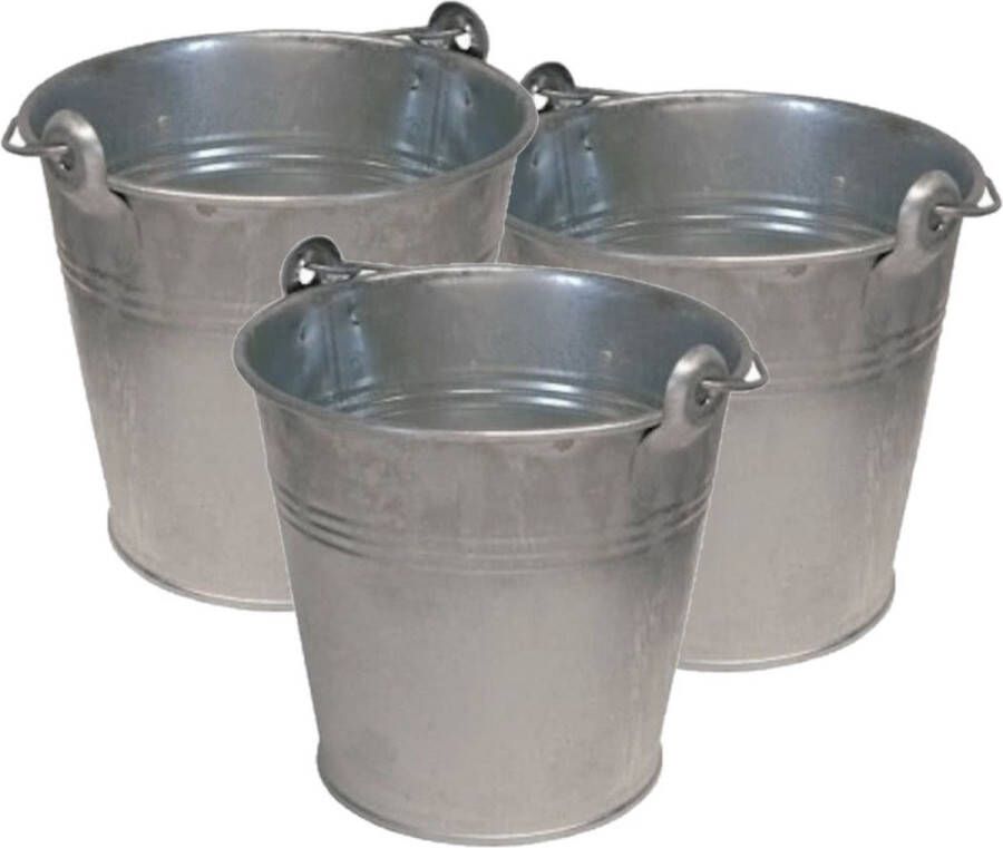 Benson Set van 6x emmers teil van zink met handvat 12 liter metaal