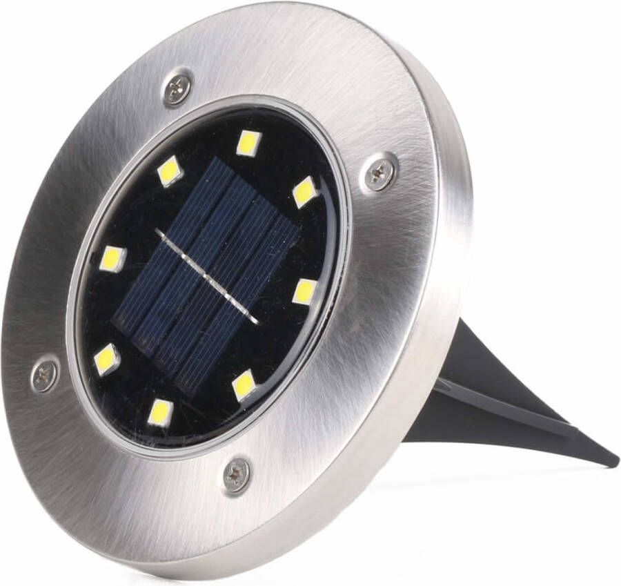 Benson Solar grondspot modern design spatwaterdicht Ø12 x 11 5 cm zilver
