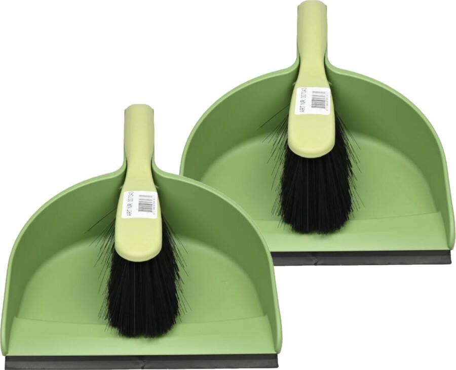 Benson Stoffer en blik 2x kunststof 33 x 22 cm groen rubber rand
