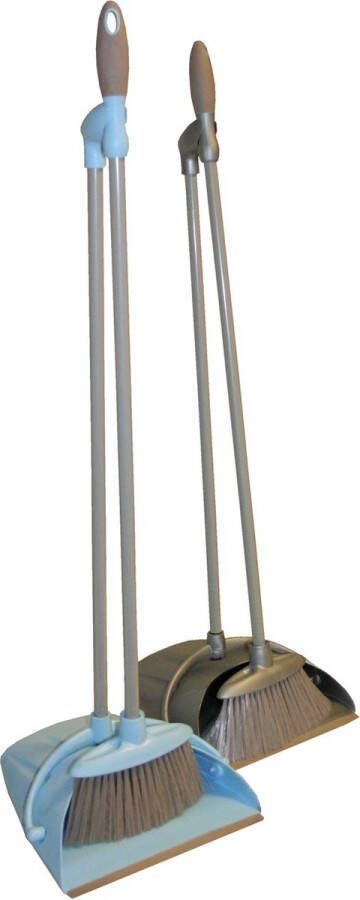 Benson Stoffer & blik Lange steel Zachte haren Kunststof 91 cm Blauw Grijs