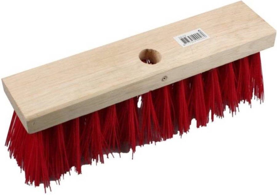 Benson Straatbezem 29 cm veerkrachtige rode kunstvezel haren ideaal bij nat weer zonder steel