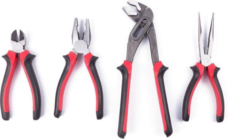 Benson Tangenset ergonomische grip rood zwart 4-delig