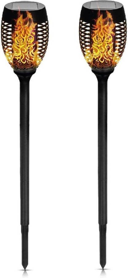 Benson Tuinlamp met vlameffect Zonne-energie Set van 2 Ø 12 cm x 74 cm