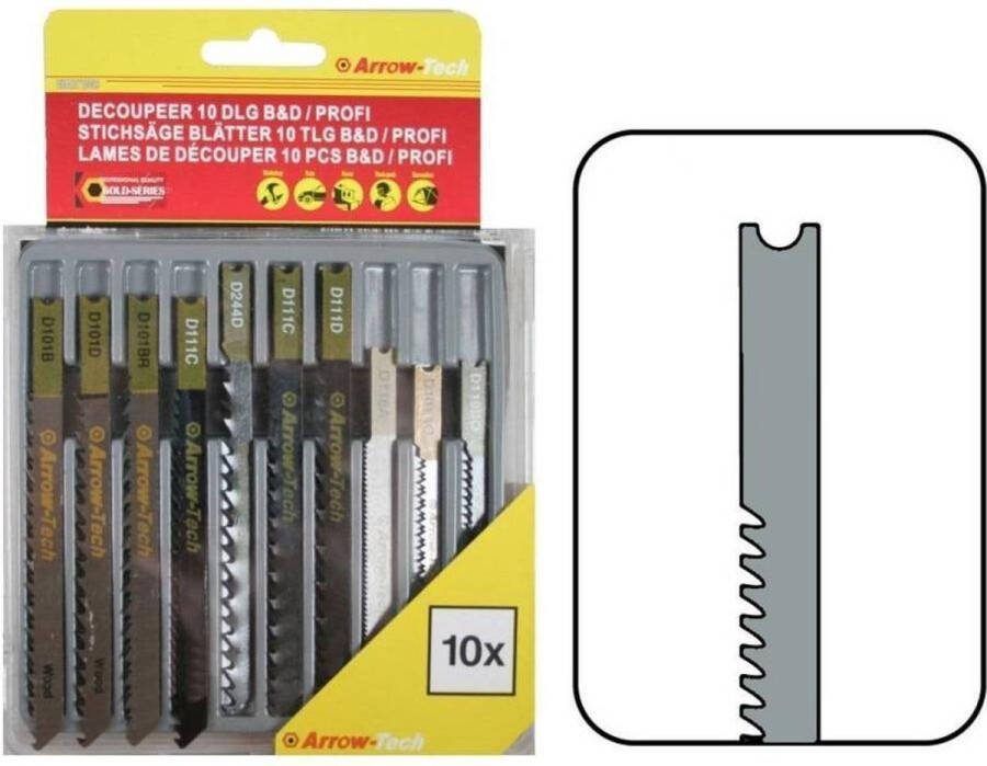 Benson Universele decoupeerzaagbladen U-schacht Hout metaal en PVC 10-delig Inclusief opbergdoos