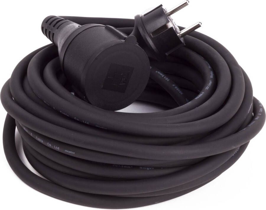 Benson Verlengsnoer rubber 10 meter spatwaterdicht 3500 watt 3-polig