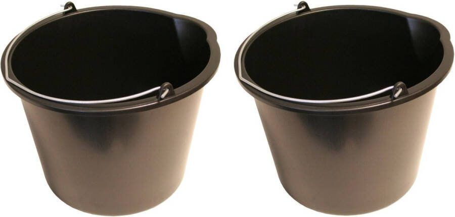 Ben Tools Voordeelset van 3x stuks stevige bouwemmers huishoudemmer met schenktuit 12 liter emmers