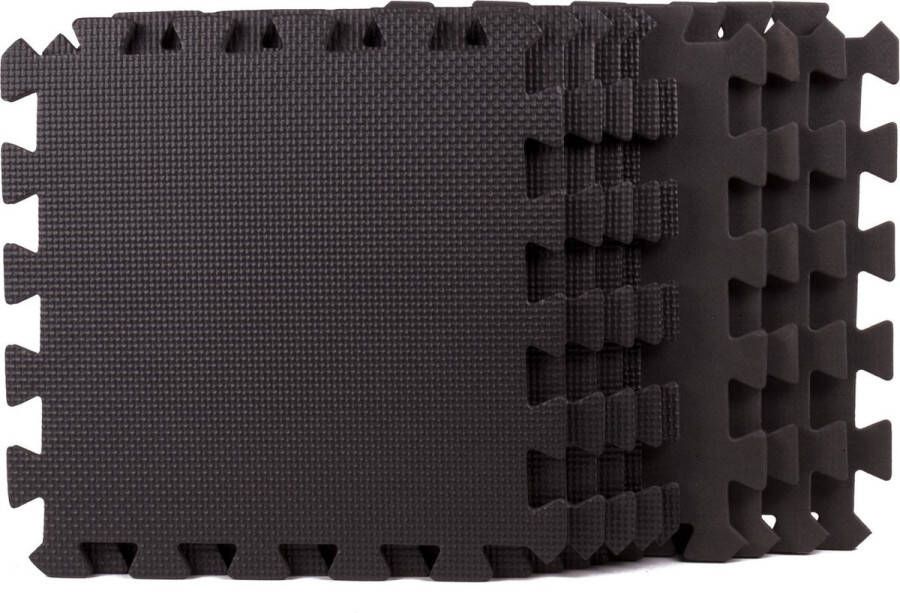 Benson Zwarte puzzel vloertegels anti-slip weerbestendig 30 x 30 cm 9 stuks