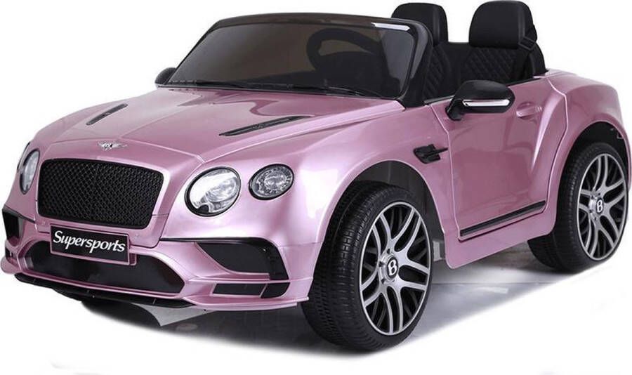 Bentley Continental Supersport 12V Accu auto Elektrische kinderauto 2-Persoons Rubberen banden Leren zitje en Afstandsbediening (Roze Metallic)