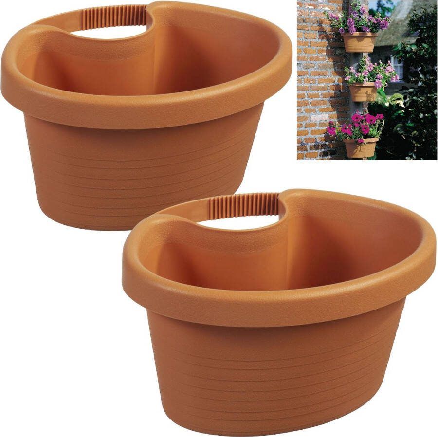 Benza 2 Ruime Regenpijp Bloempotten Plantenpotten Terra 27x23x14cm