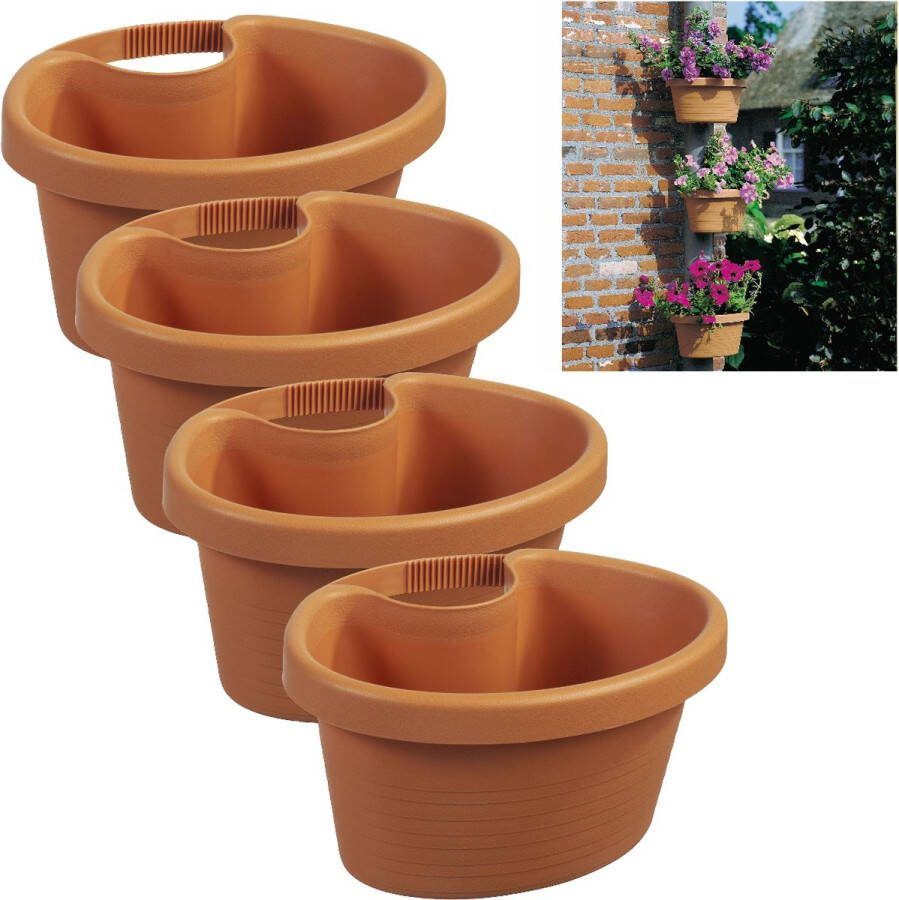 Benza 4 Ruime Regenpijp Bloempotten Plantenpot Terra 27x23x14cm