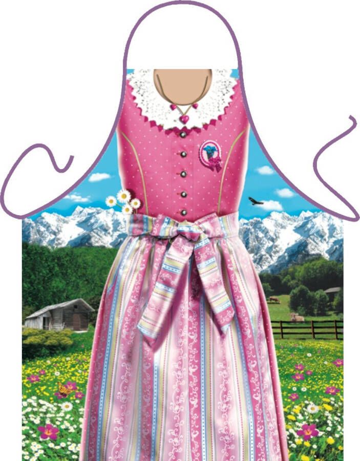 Benza Bavarian Frau Traditionele Klederdracht Lederhose-Dirndl Grappig Leuk Tirol Tiroler Schort Keukenschort