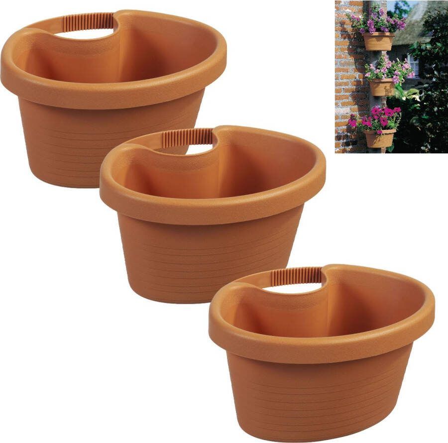 Benza Bloempot voor Regenpijp Set van 3 stuks 27 x 23 x 14 cm Teracotta