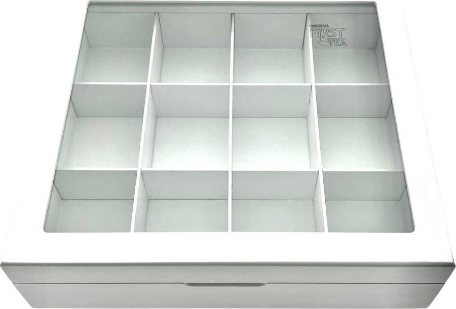 Benza Grote premium line theedoos voor zakelijk gebruik op kantoor vergaderruimte of kantine 12 Vak mat wit 31 5 x 28 cm