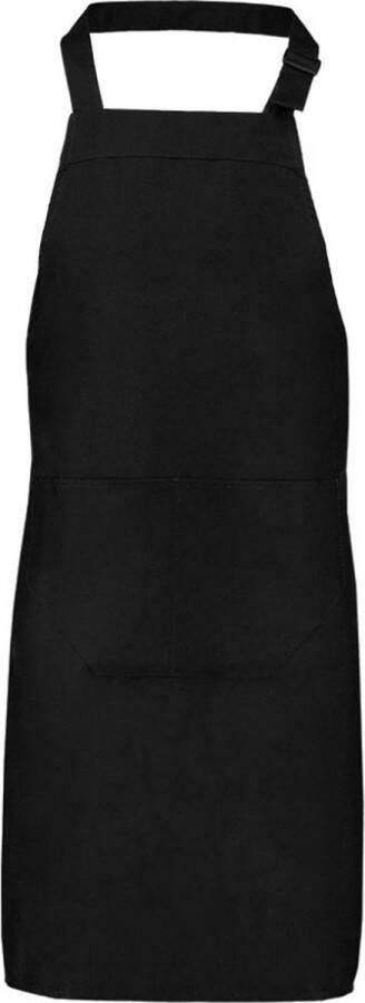 Benza Halterschort Schort met voor zak en verstelbare nek band Zwart 75 x 85 cm