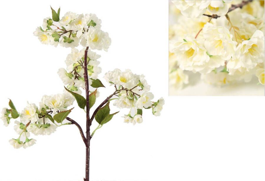 Benza Prunus kunstbloemen kunsttak wit 80 cm