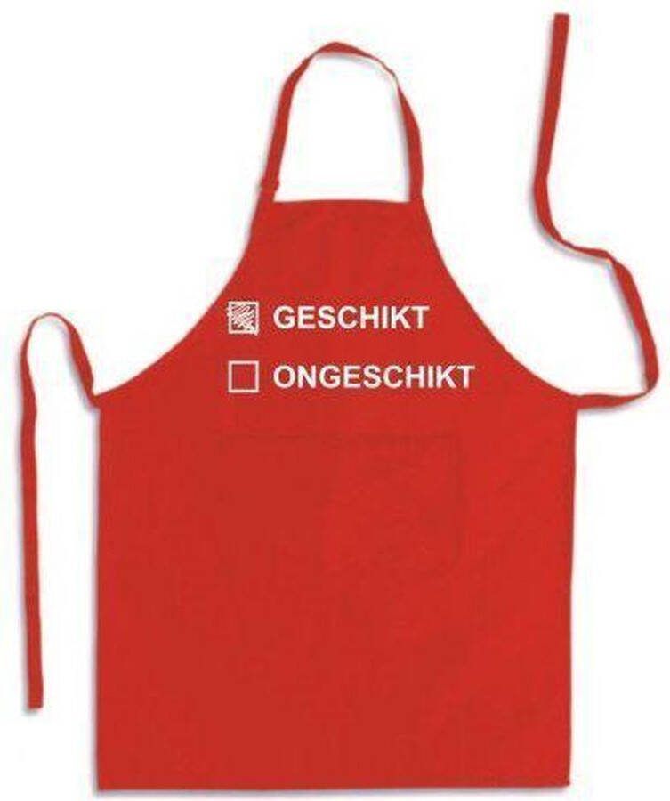 Benza Schort Geschikt of Ongeschikt Grappige Leuke Mooie Luxe Keukenschort Rood
