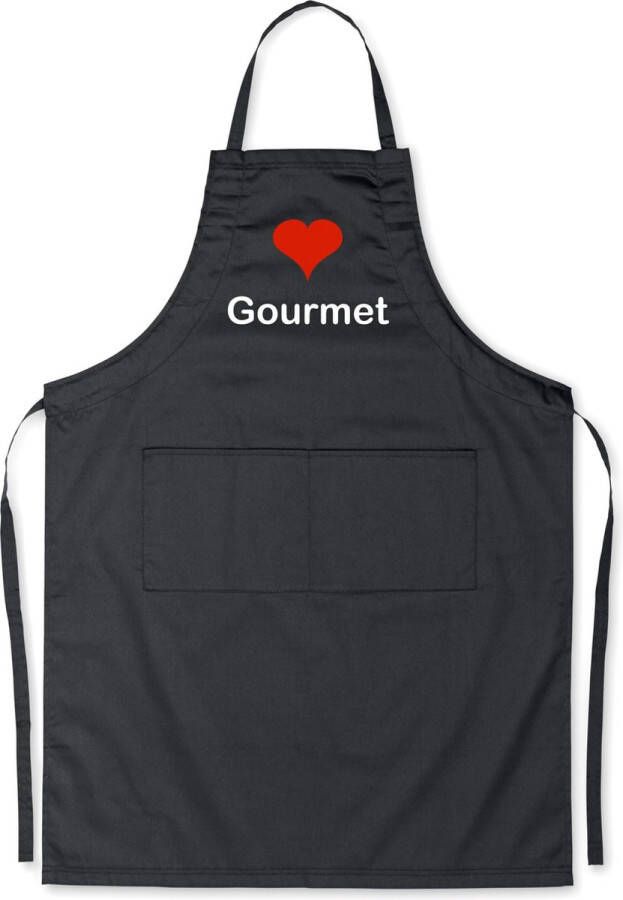 Benza Schort I Love Gourmet Grappige Leuke Mooie Luxe Keukenschort Zwart